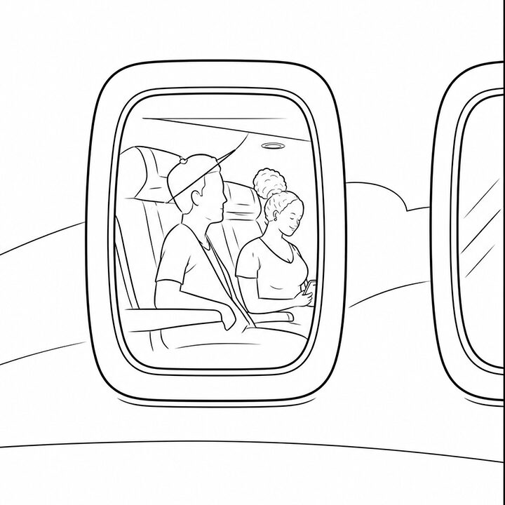 Airplane window sketch