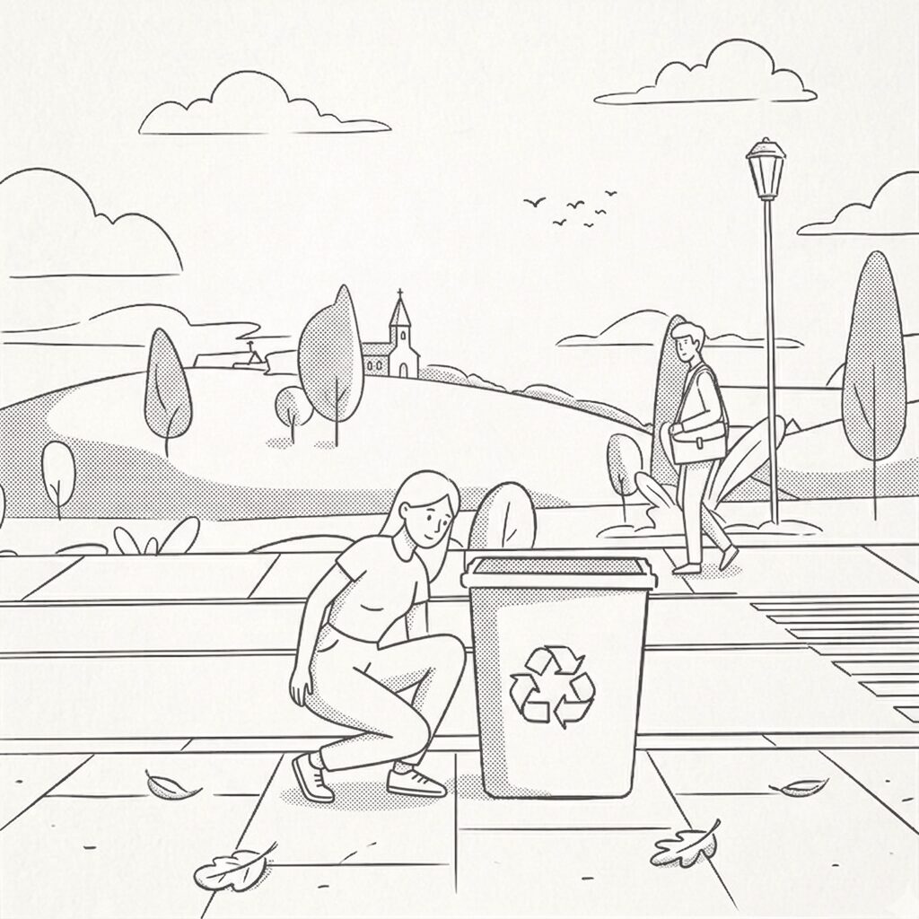 Litter picking sketch
